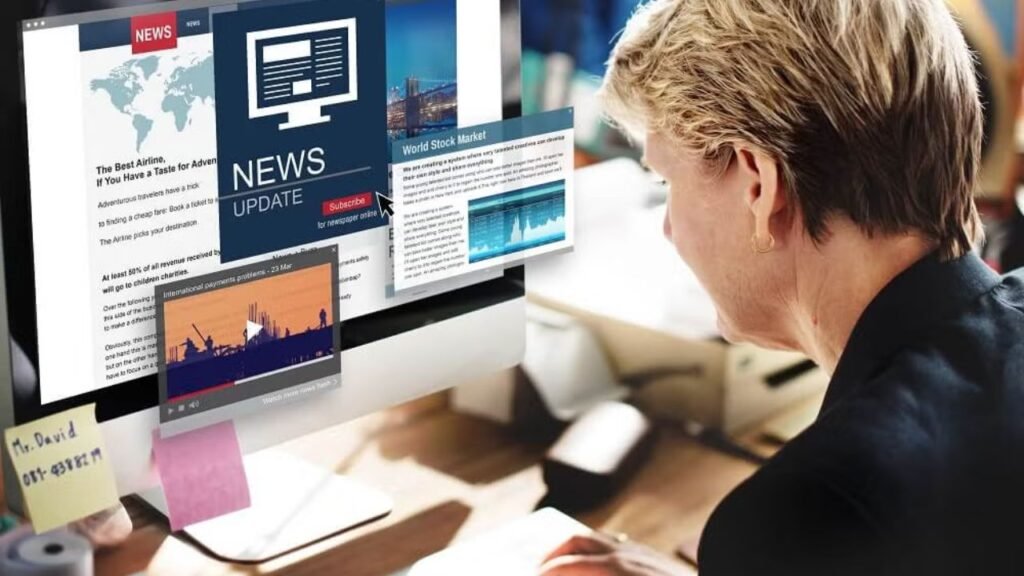 Modern digital newsroom with advanced technology