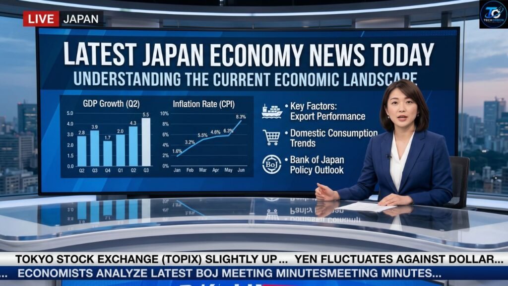 Latest Japan economy news today highlighting economic growth, inflation, Bank of Japan policies, trade performance, and financial market trends.